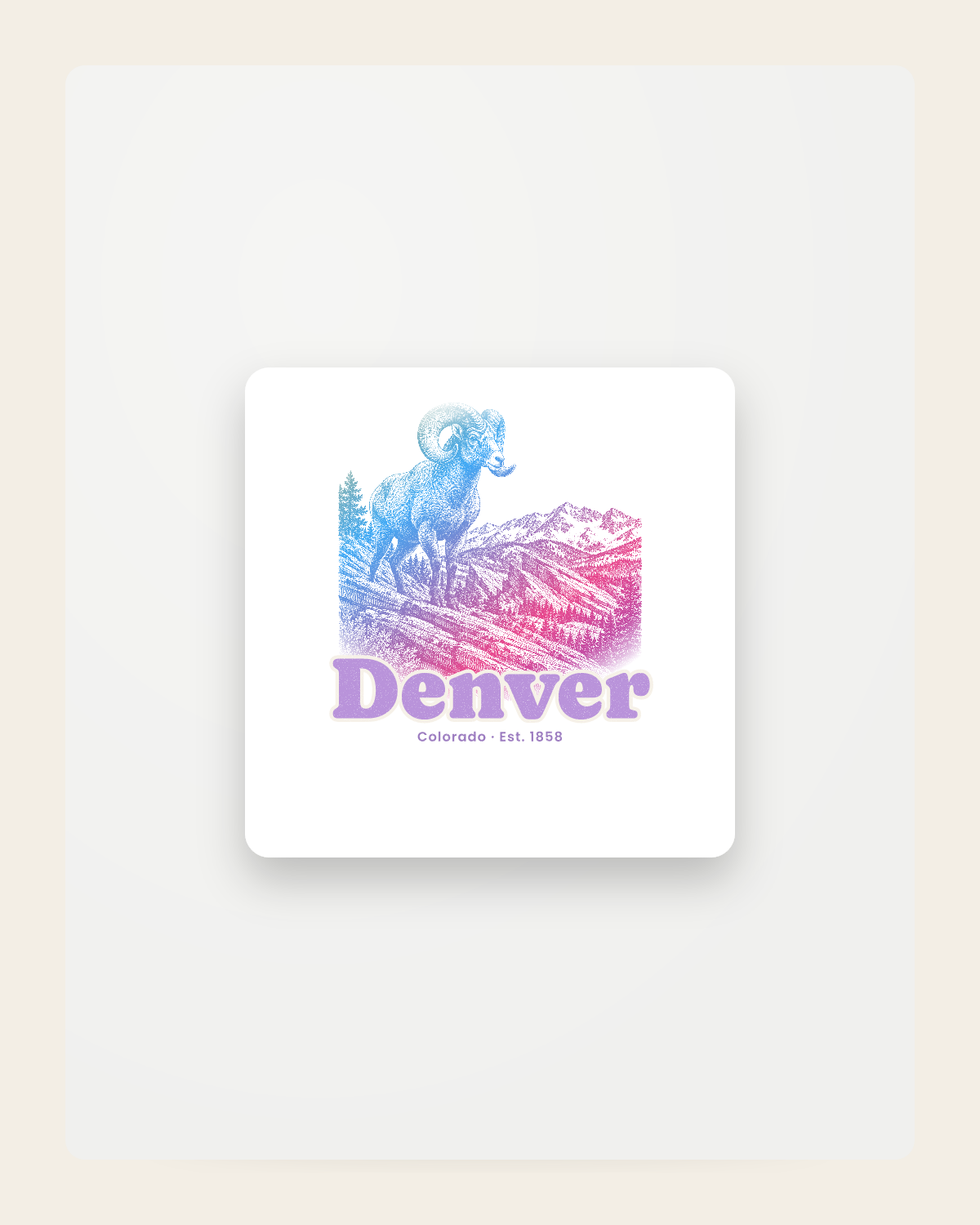 Denver Bighorn Ram Fridge Magnet in White