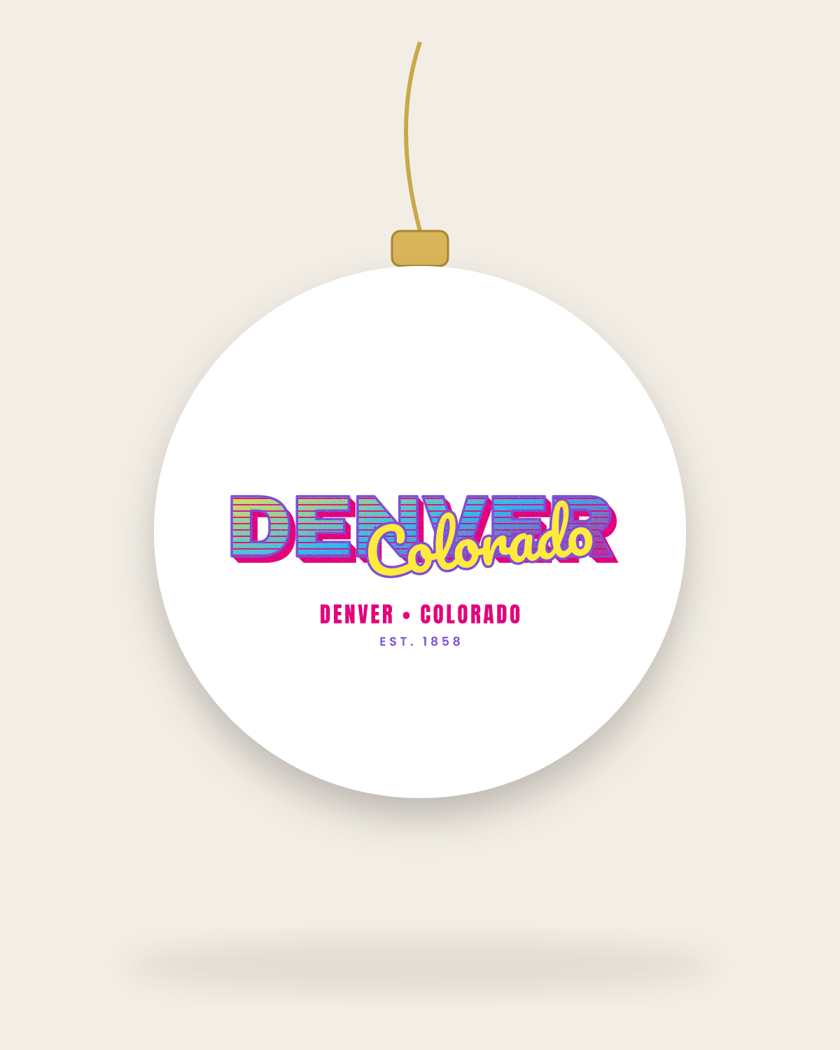 Denver Music TV Ceramic Ornament in White