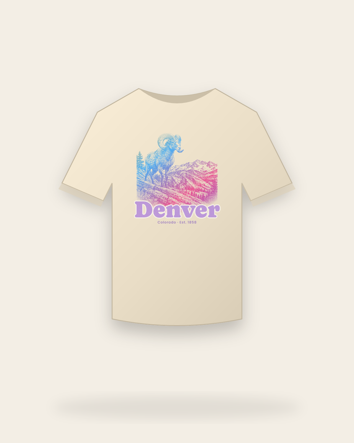 Denver Bighorn Ram Organic Cotton Tee in Natural