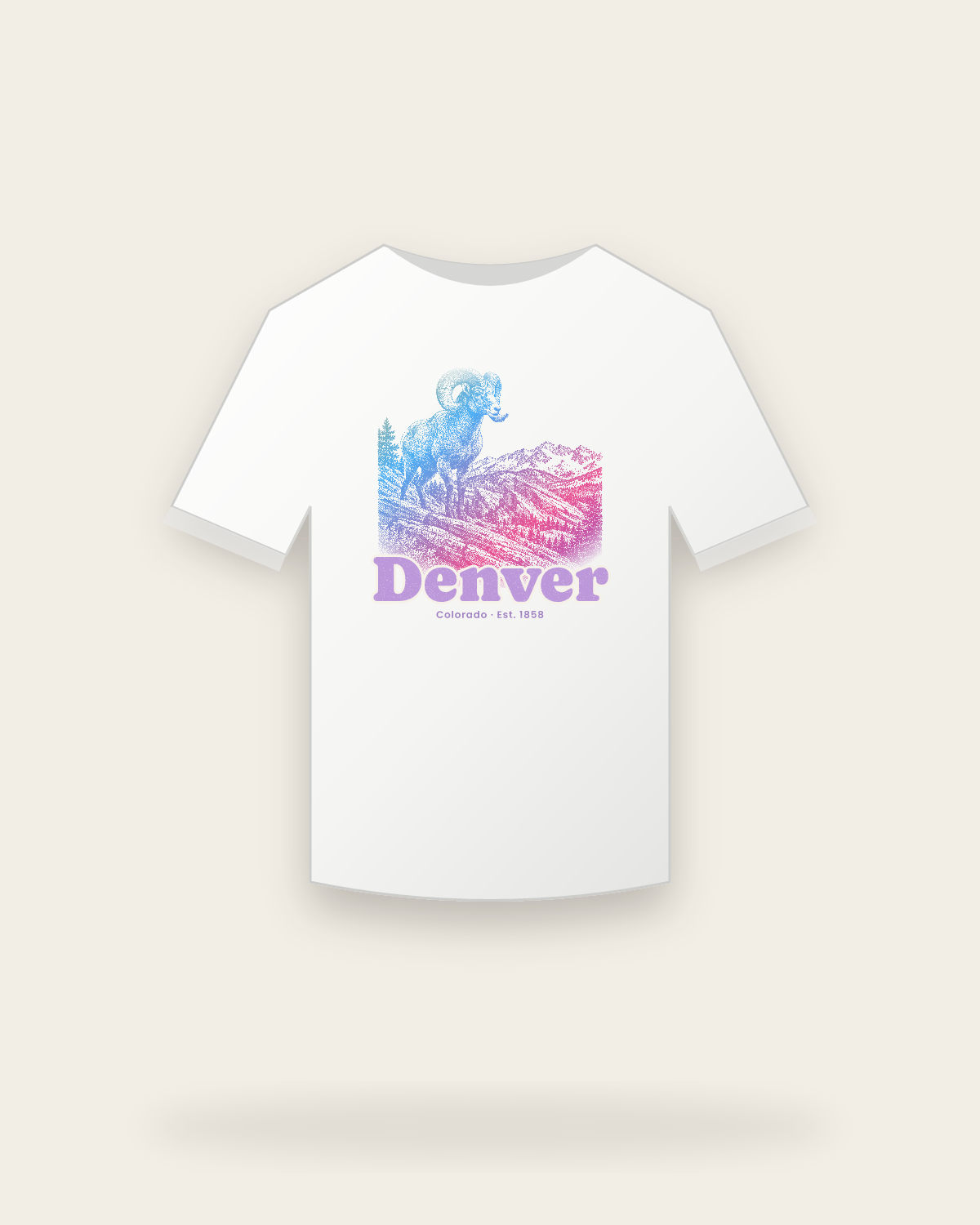 Denver Bighorn Ram Youth Tee in White