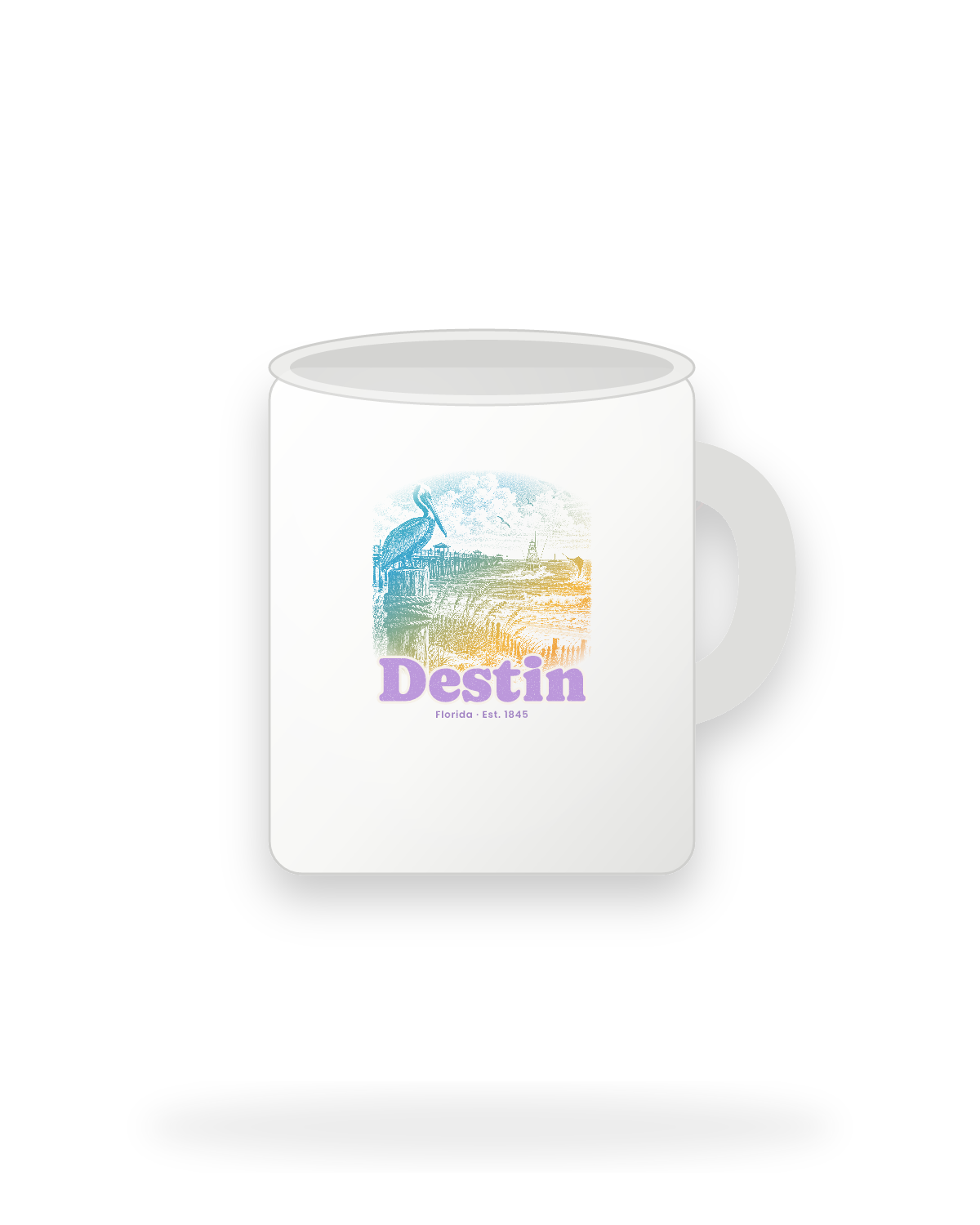 Destin Pier Pelican Ceramic Mug 11oz in White