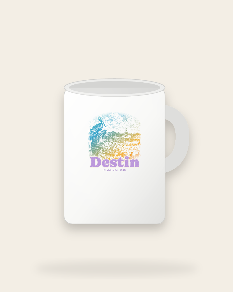 Destin Pier Pelican Ceramic Mug 15oz