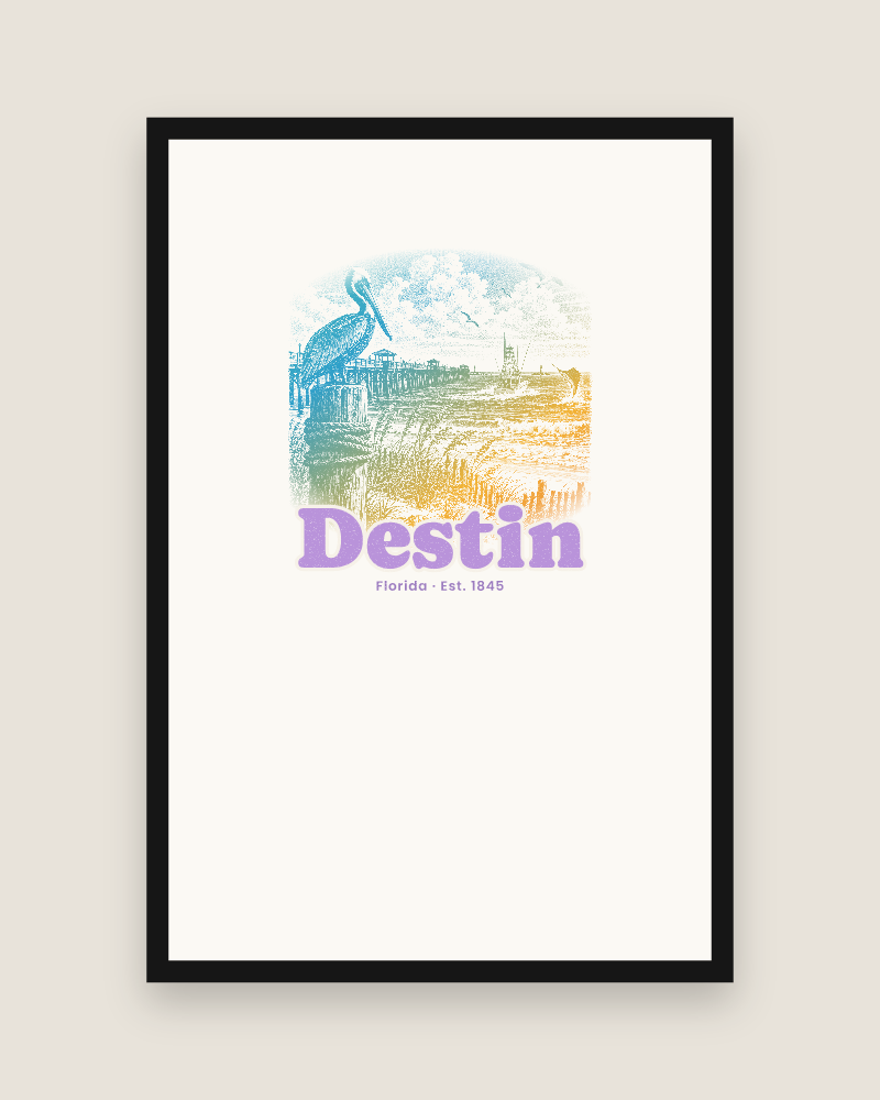 Destin Pier Pelican Matte Poster