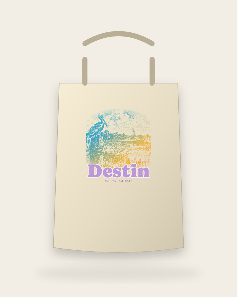 Destin Pier Pelican Canvas Tote