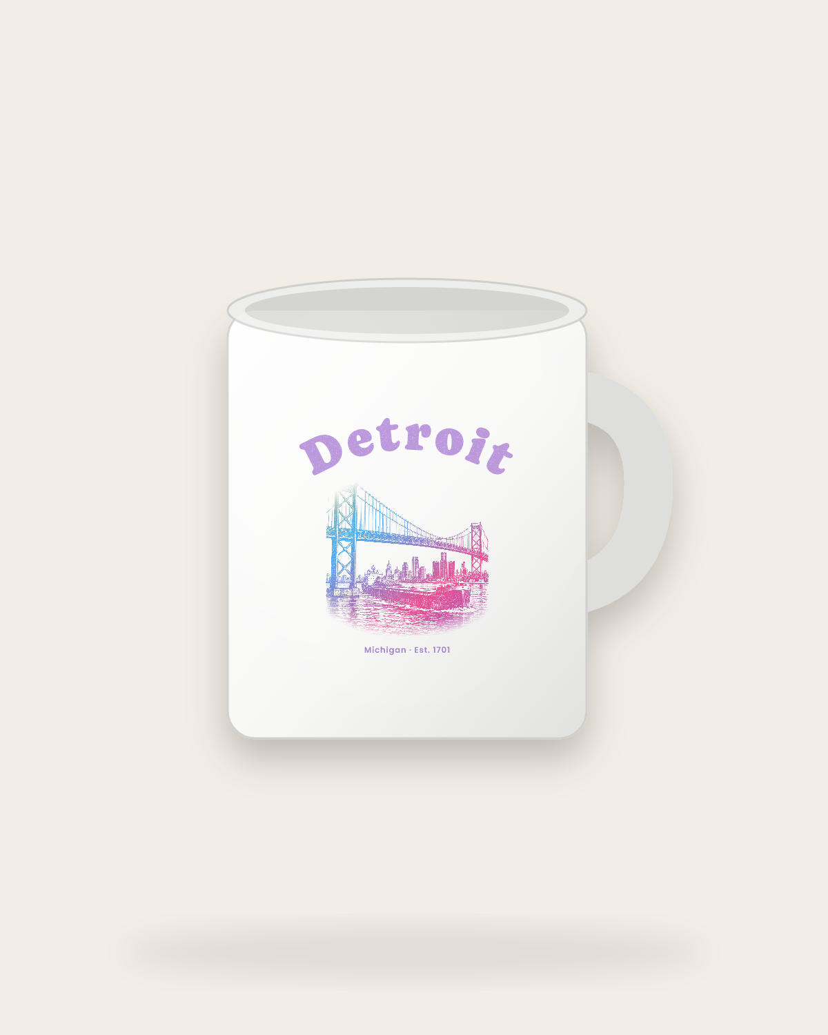 Detroit Ambassador Bridge Ceramic Mug 11oz in White