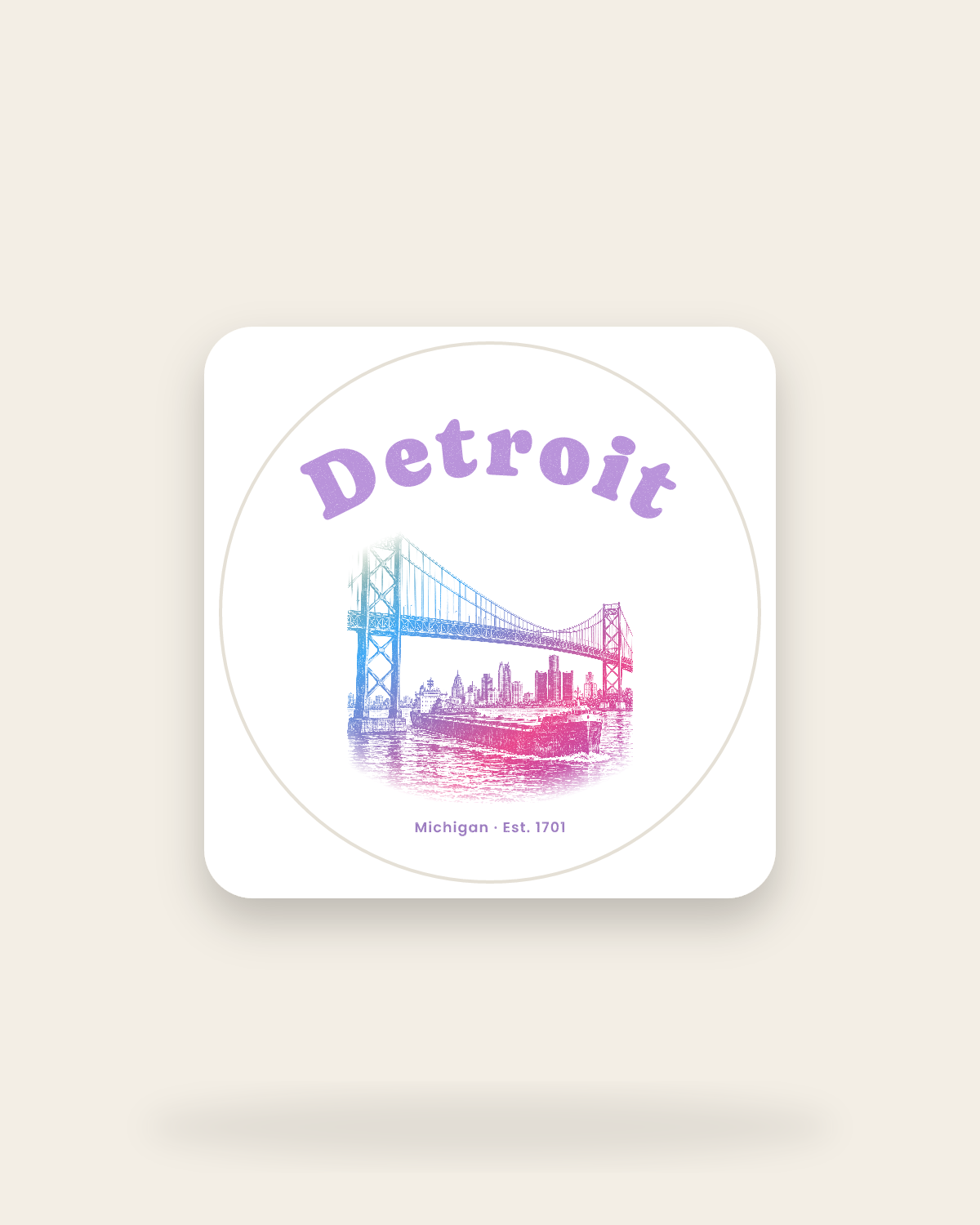 Detroit Ambassador Bridge Kiss-Cut Sticker in White