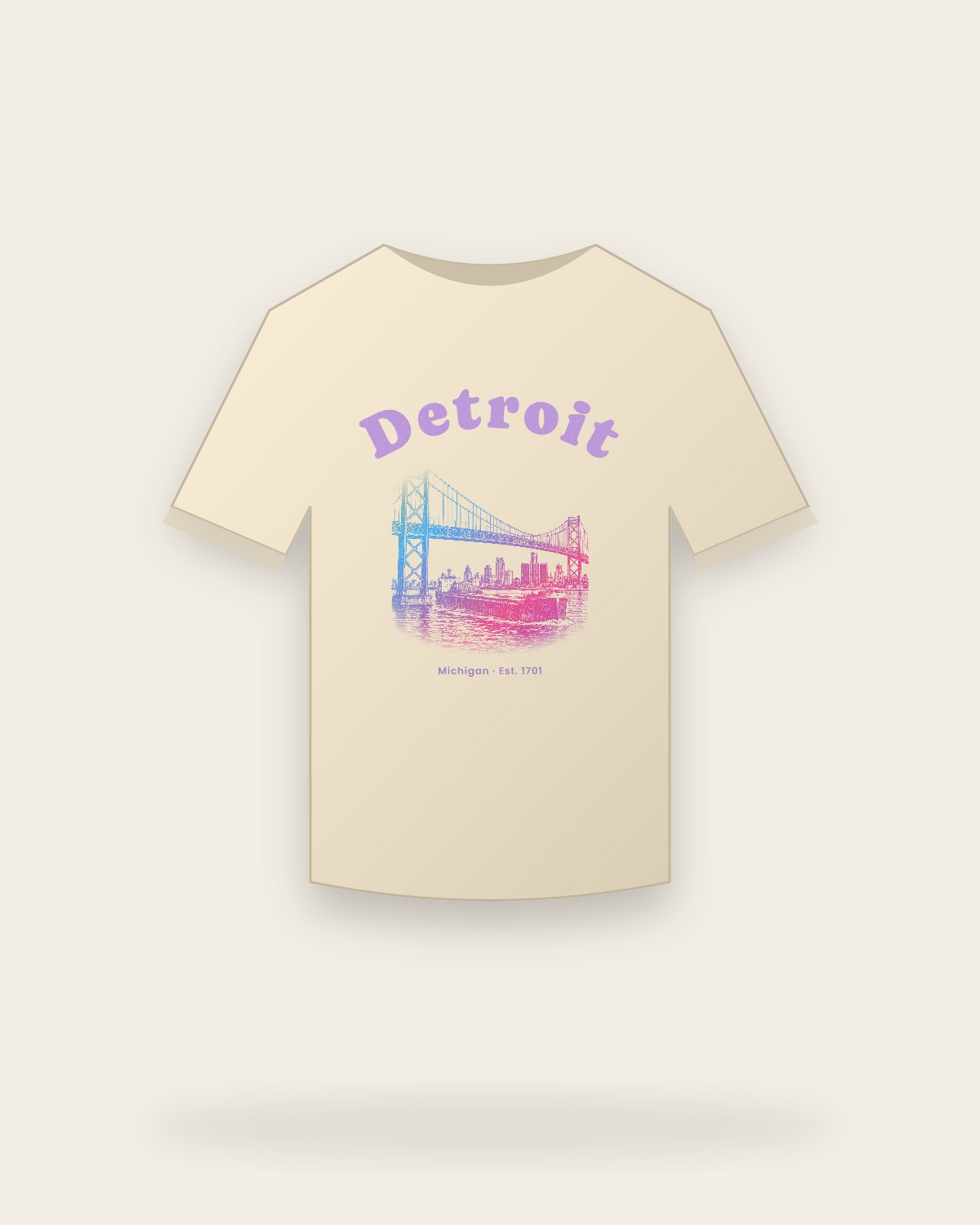 Detroit, MI Ambassador Bridge Classic Tee in Natural