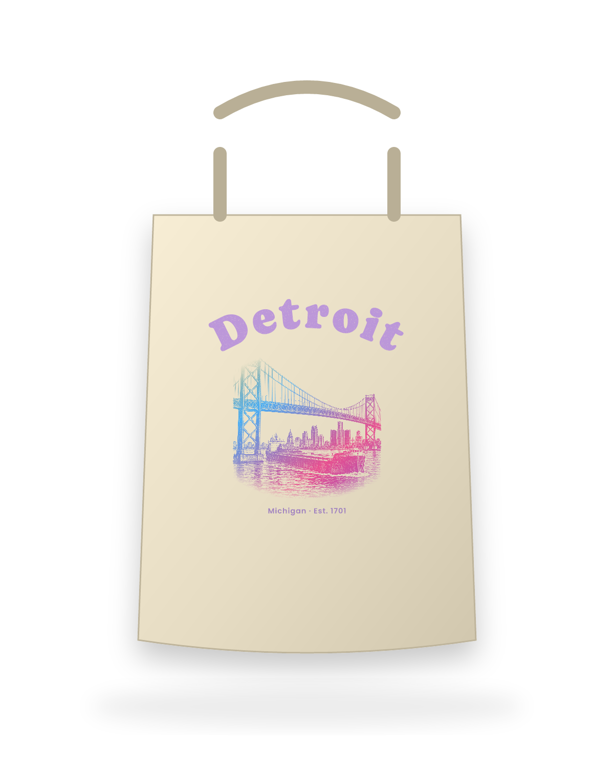 Detroit Ambassador Bridge Canvas Tote in Beige