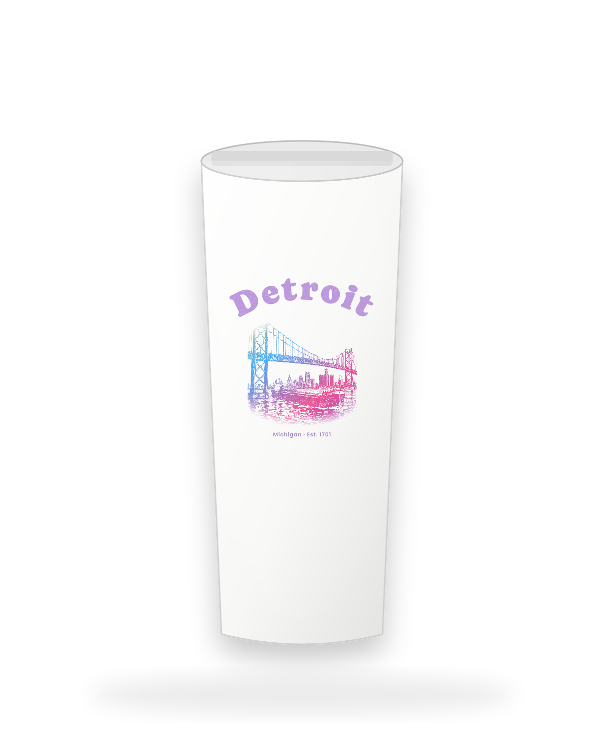 Detroit Ambassador Bridge Insulated Tumbler 20oz in White