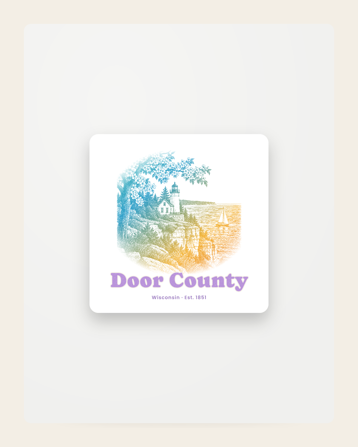 Door County Cherry Blossom Lighthouse Fridge Magnet in White