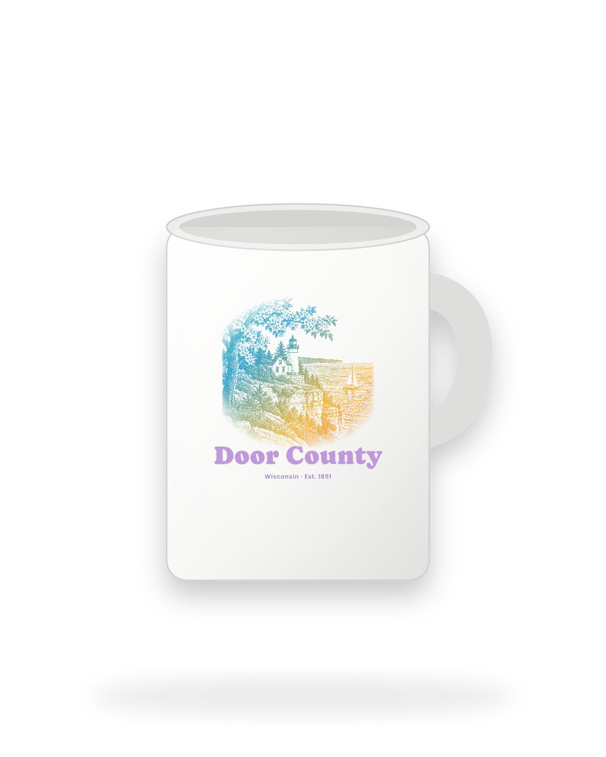 Door County Cherry Blossom Lighthouse Ceramic Mug 15oz in White