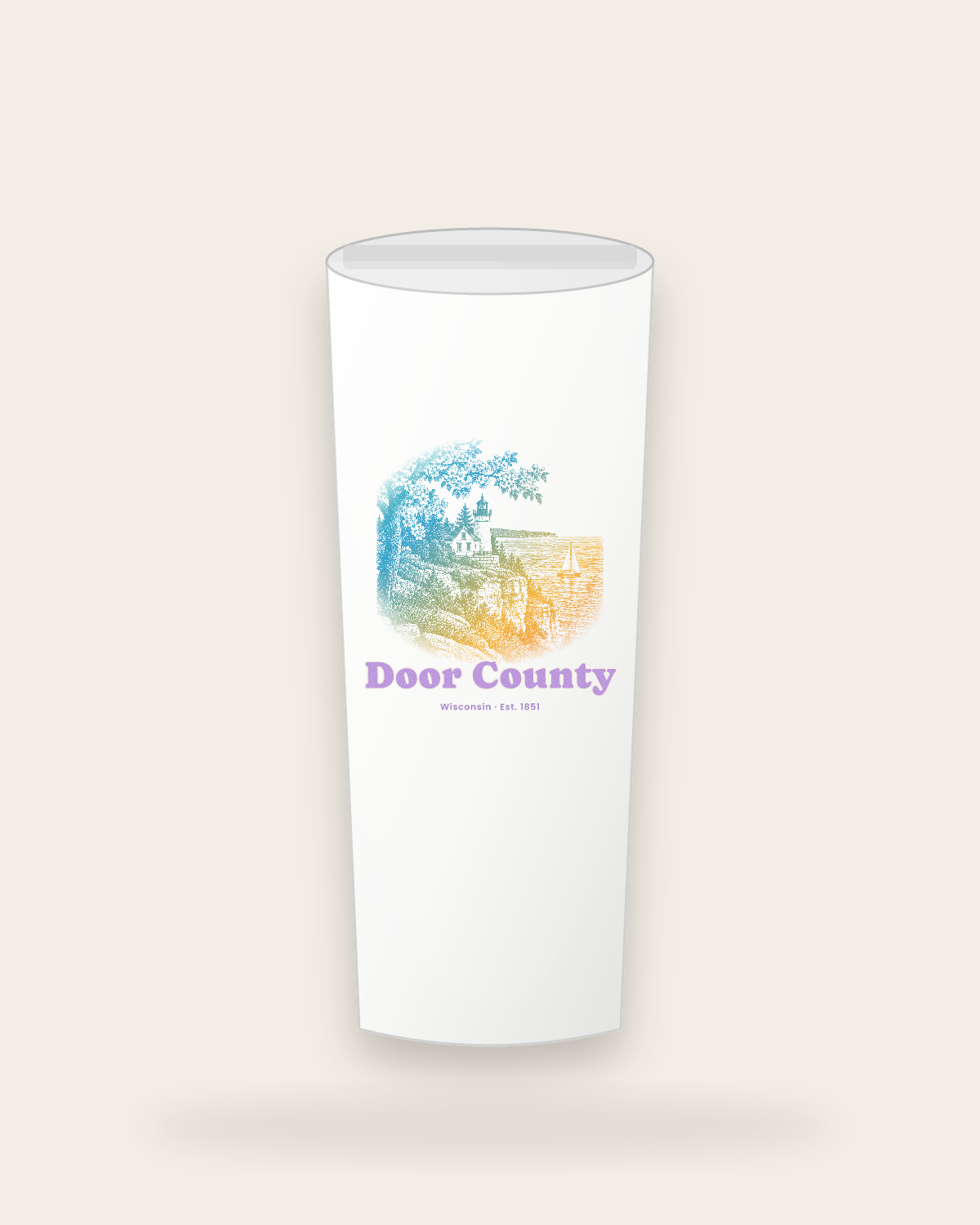 Door County Cherry Blossom Lighthouse Insulated Tumbler 20oz in White