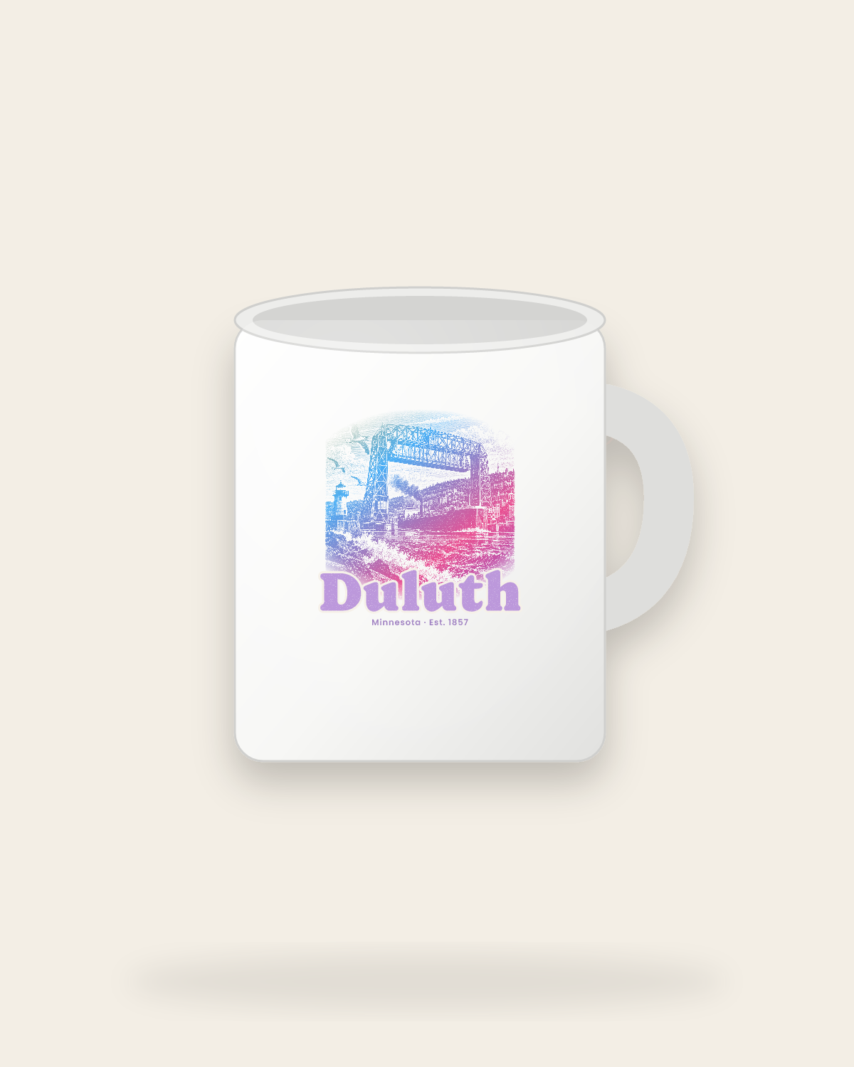Duluth Lift Bridge Ceramic Mug 11oz in White