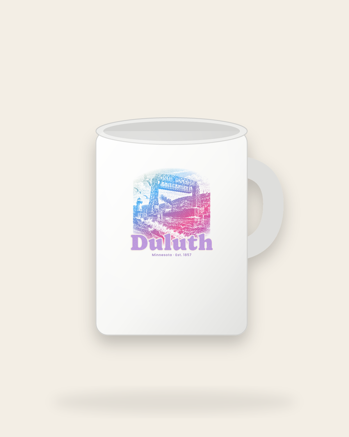 Duluth Lift Bridge Ceramic Mug 15oz in White