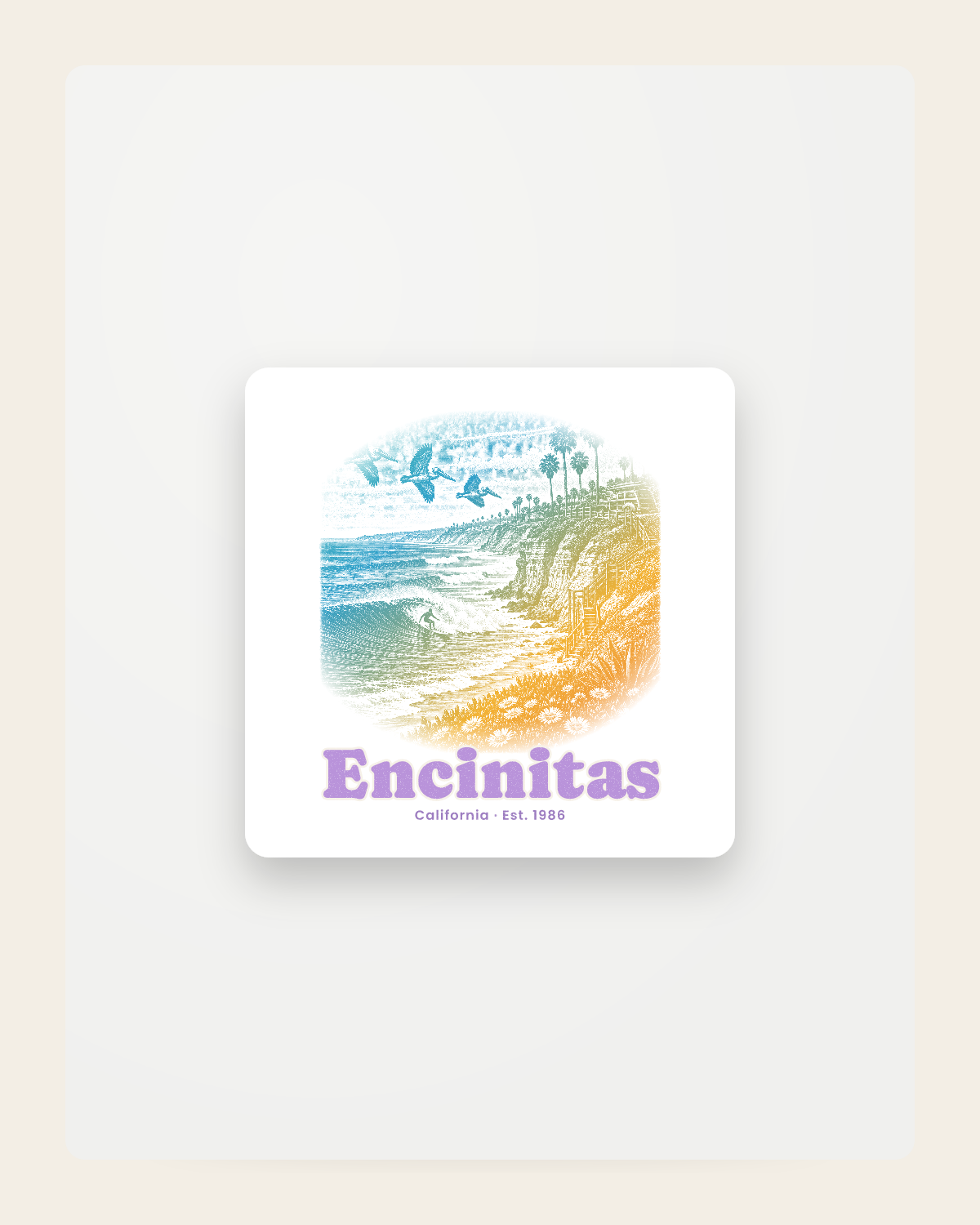 Encinitas Reef Break Fridge Magnet in White