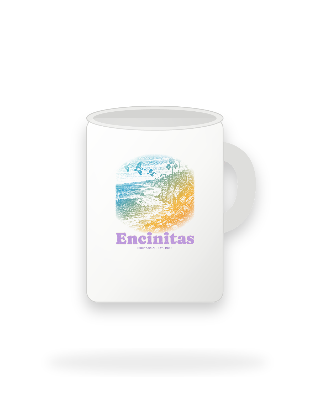 Encinitas Reef Break Ceramic Mug 15oz in White