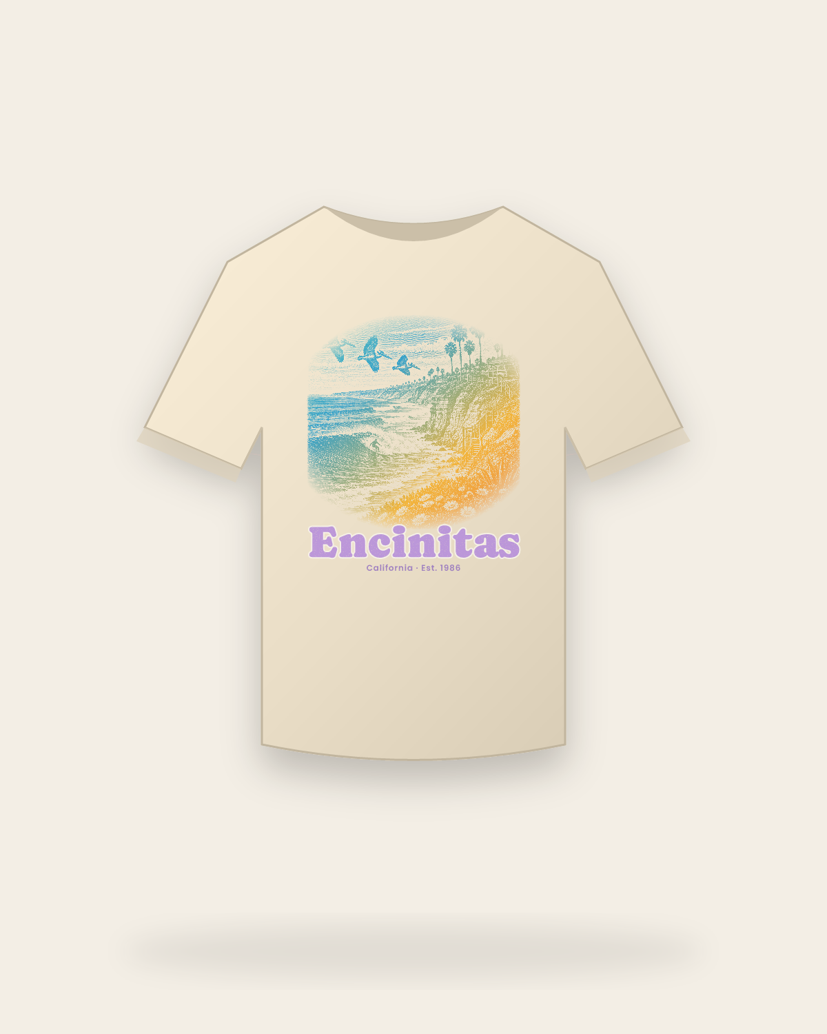 Encinitas, CA Reef Break Classic Tee in Natural