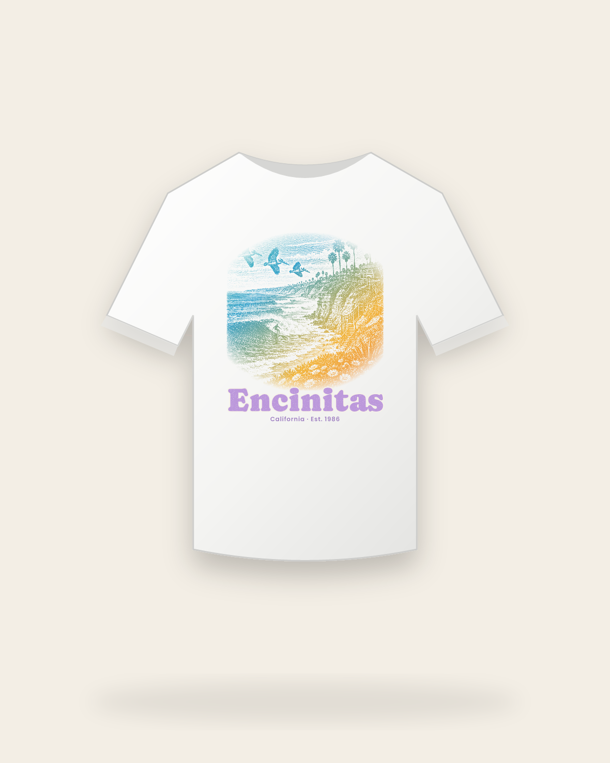 Encinitas Reef Break Youth Tee in White