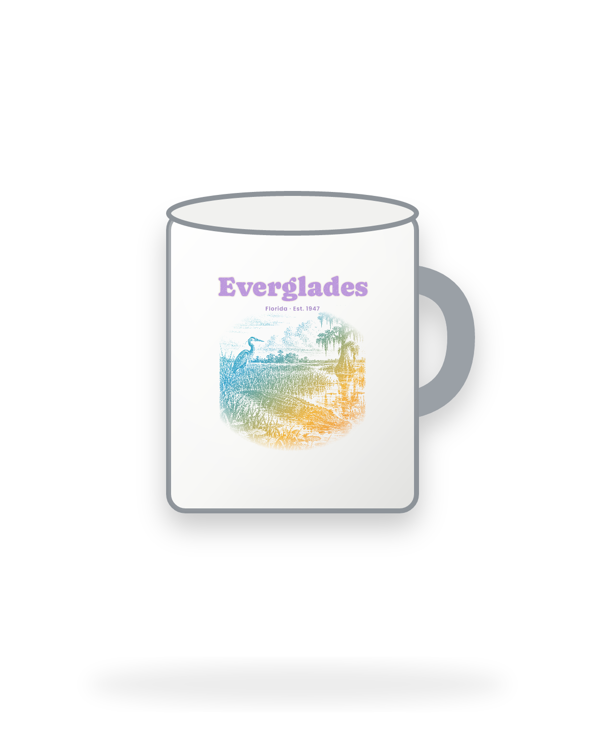 Everglades Sawgrass Gator Enamel Camp Mug in White