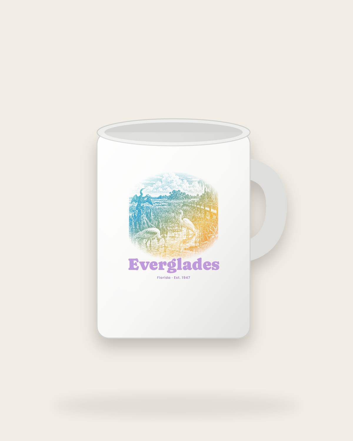 Everglades Wading Birds Ceramic Mug 15oz in White