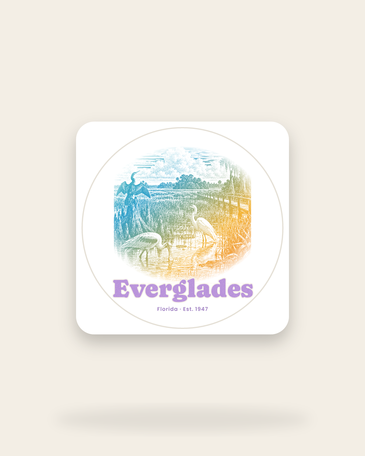 Everglades Wading Birds Kiss-Cut Sticker in White