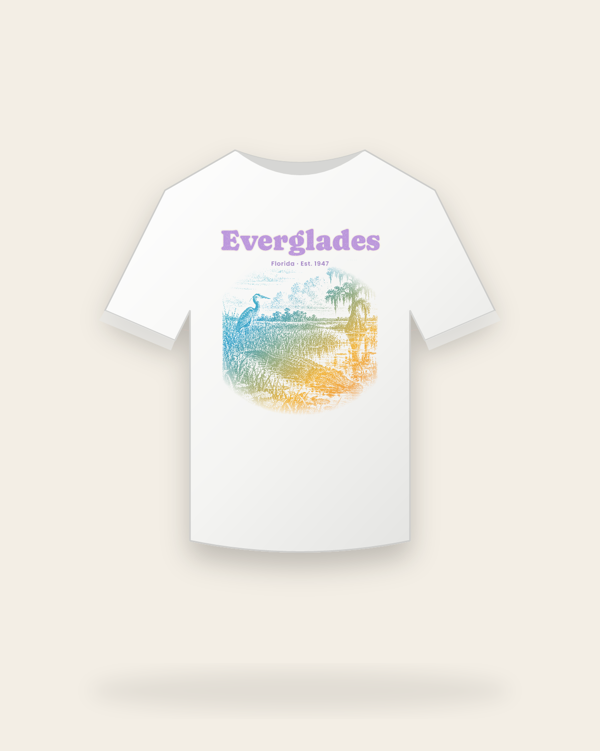 Everglades Sawgrass Gator Youth Tee in White