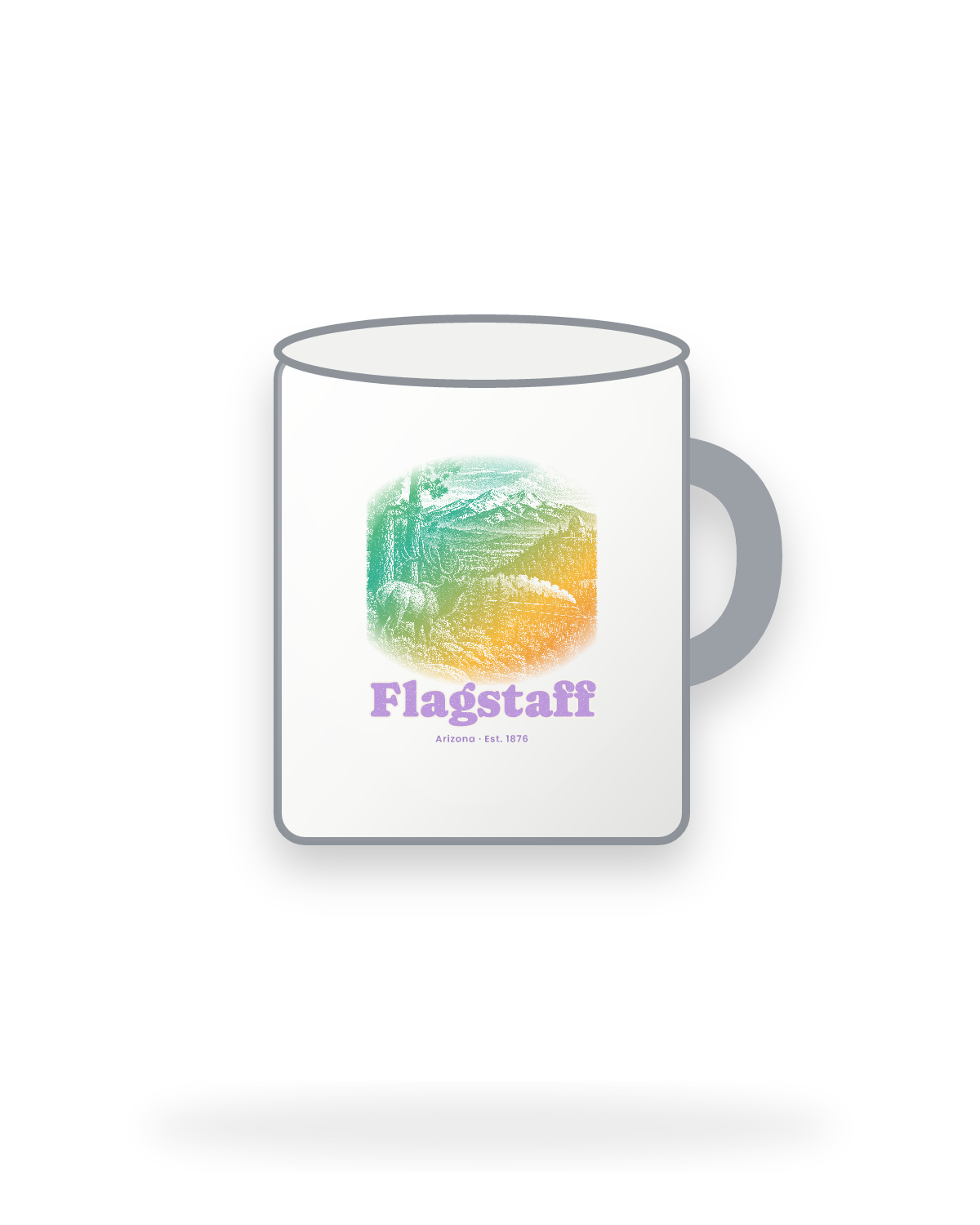 Flagstaff Ponderosa Elk Enamel Camp Mug in White