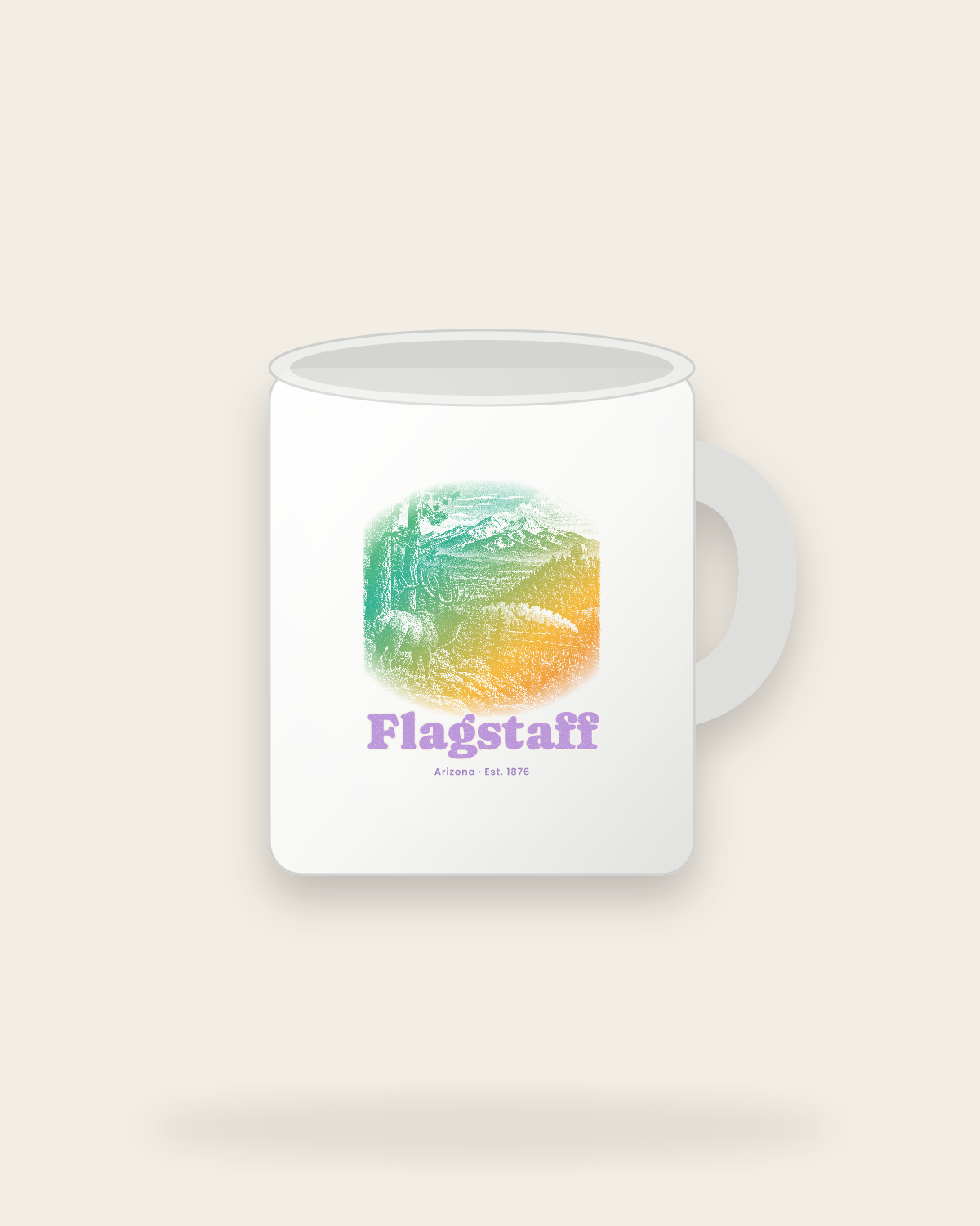 Flagstaff Ponderosa Elk Ceramic Mug 11oz in White