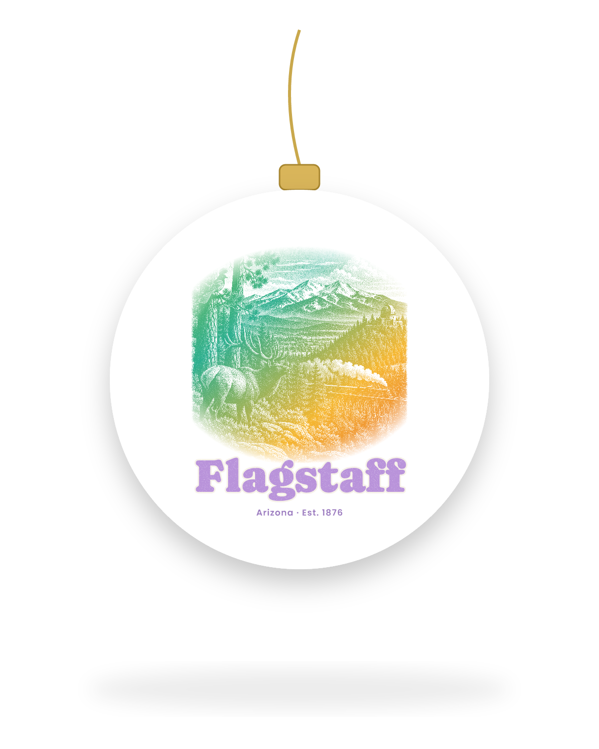 Flagstaff Ponderosa Elk Ceramic Ornament in White