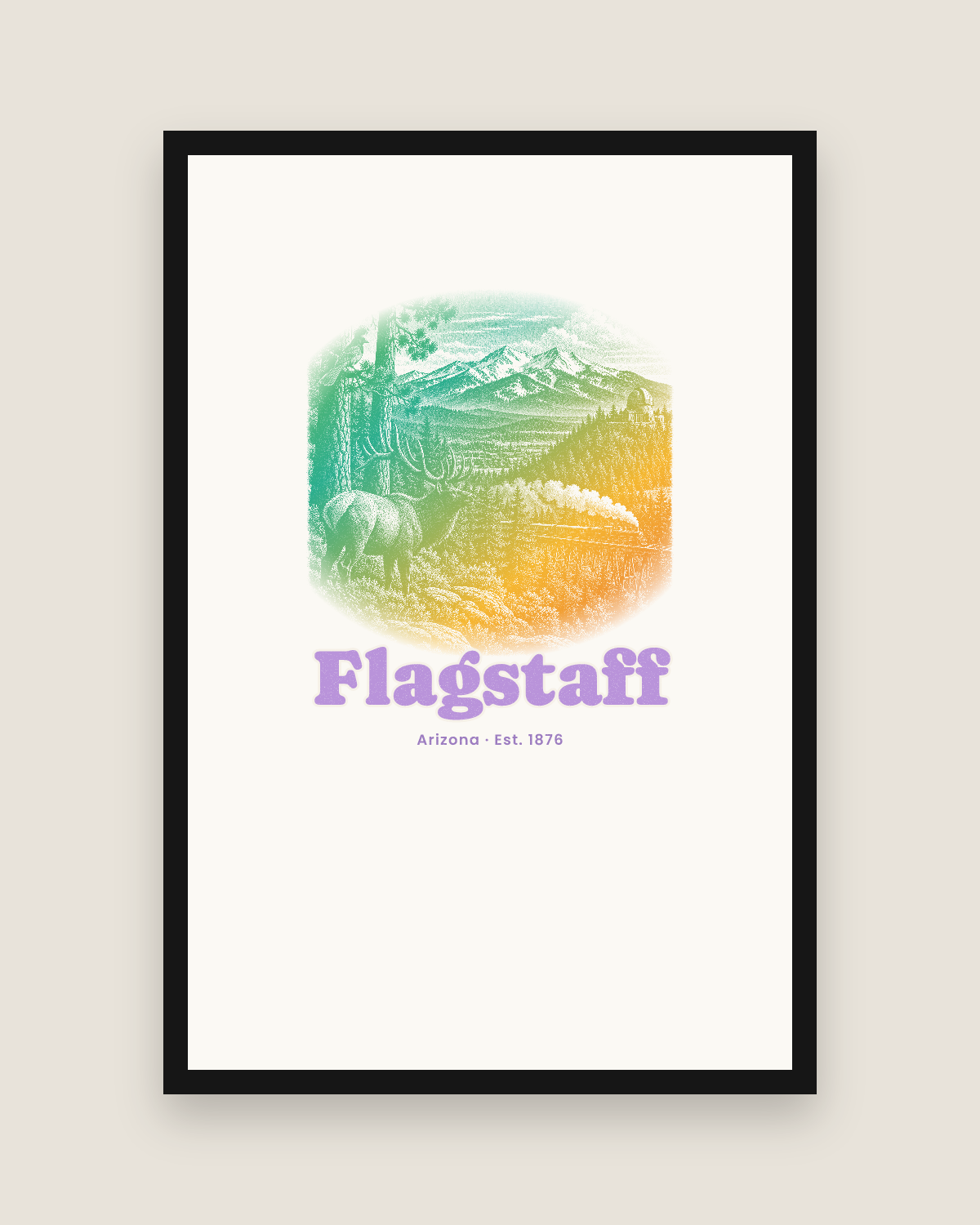 Flagstaff Ponderosa Elk Matte Poster in White