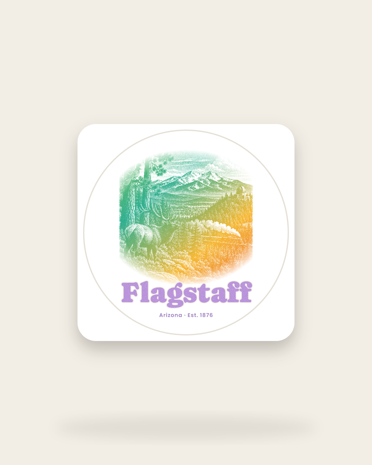 Flagstaff Ponderosa Elk Kiss-Cut Sticker in White