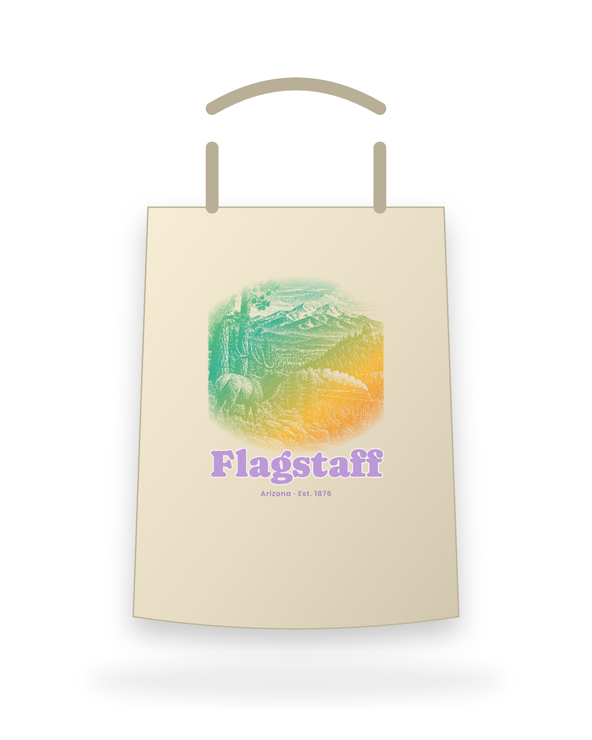 Flagstaff Ponderosa Elk Canvas Tote in Beige