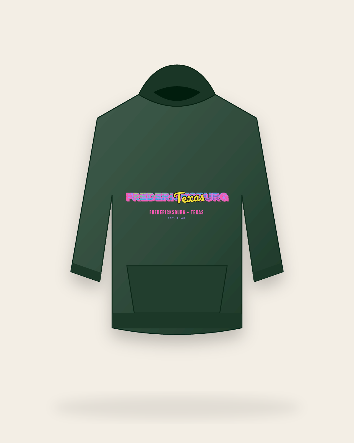 Fredericksburg Music TV Hooded Sweatshirt in Forest Green