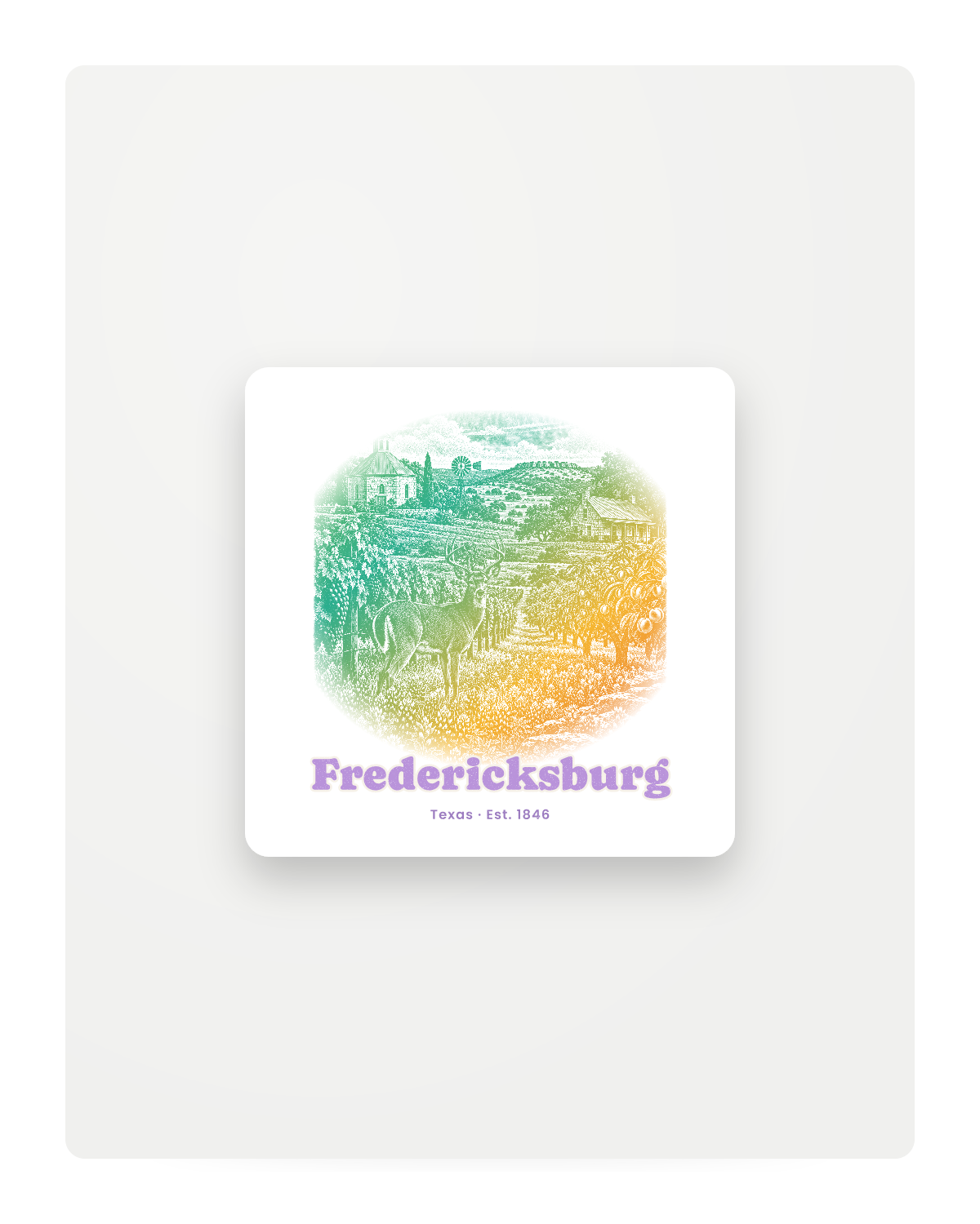 Fredericksburg Hill Country Vines Fridge Magnet in White