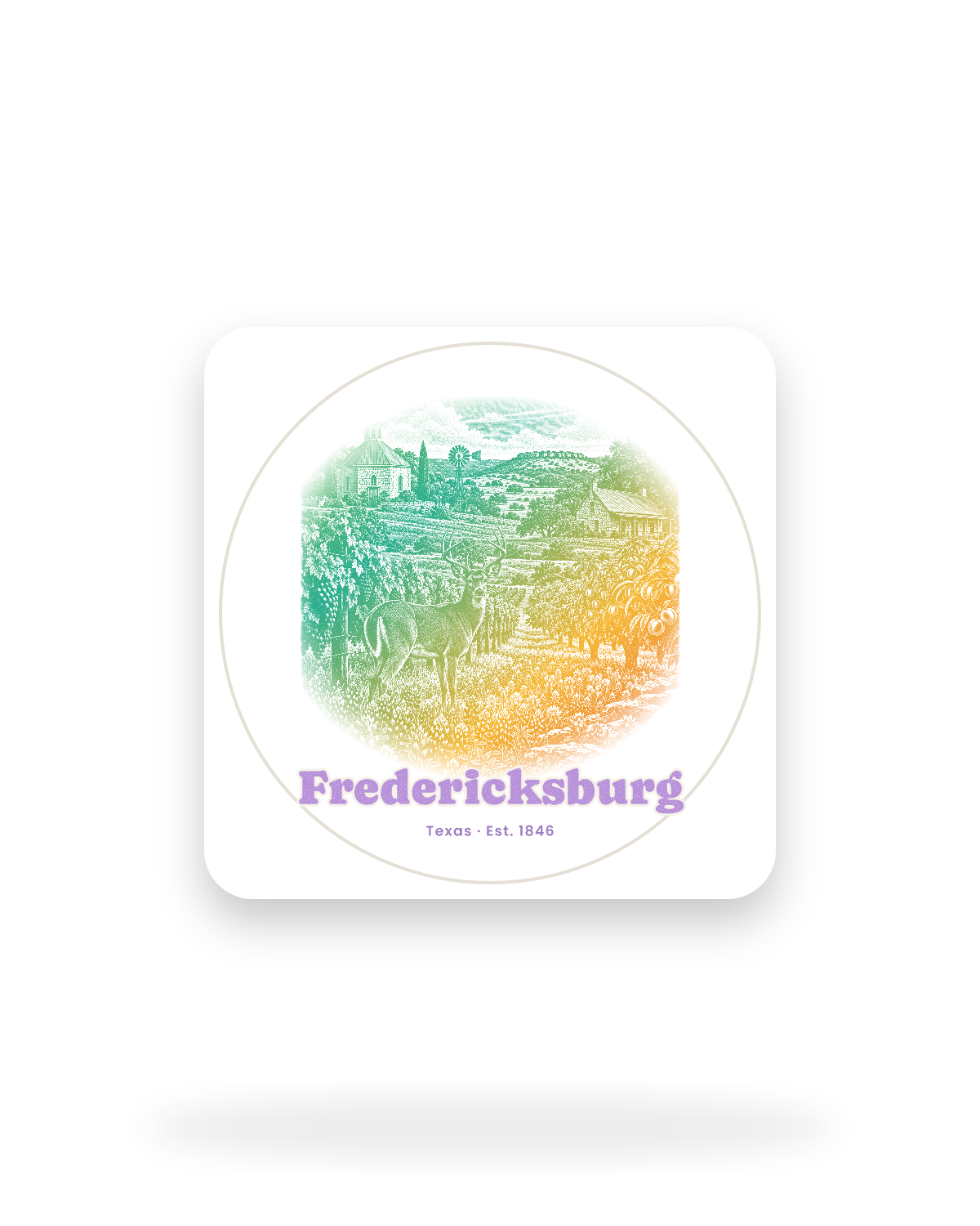 Fredericksburg Hill Country Vines Kiss-Cut Sticker in White