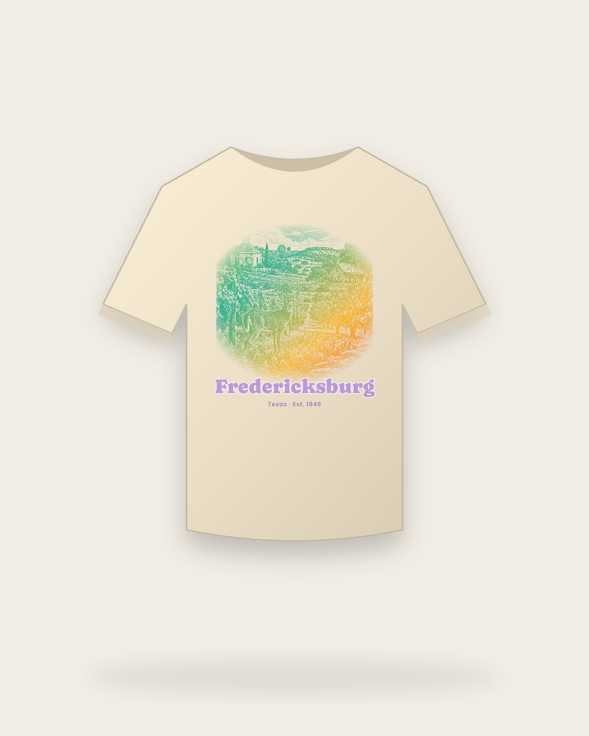 Fredericksburg Hill Country Vines Organic Cotton Tee in Natural