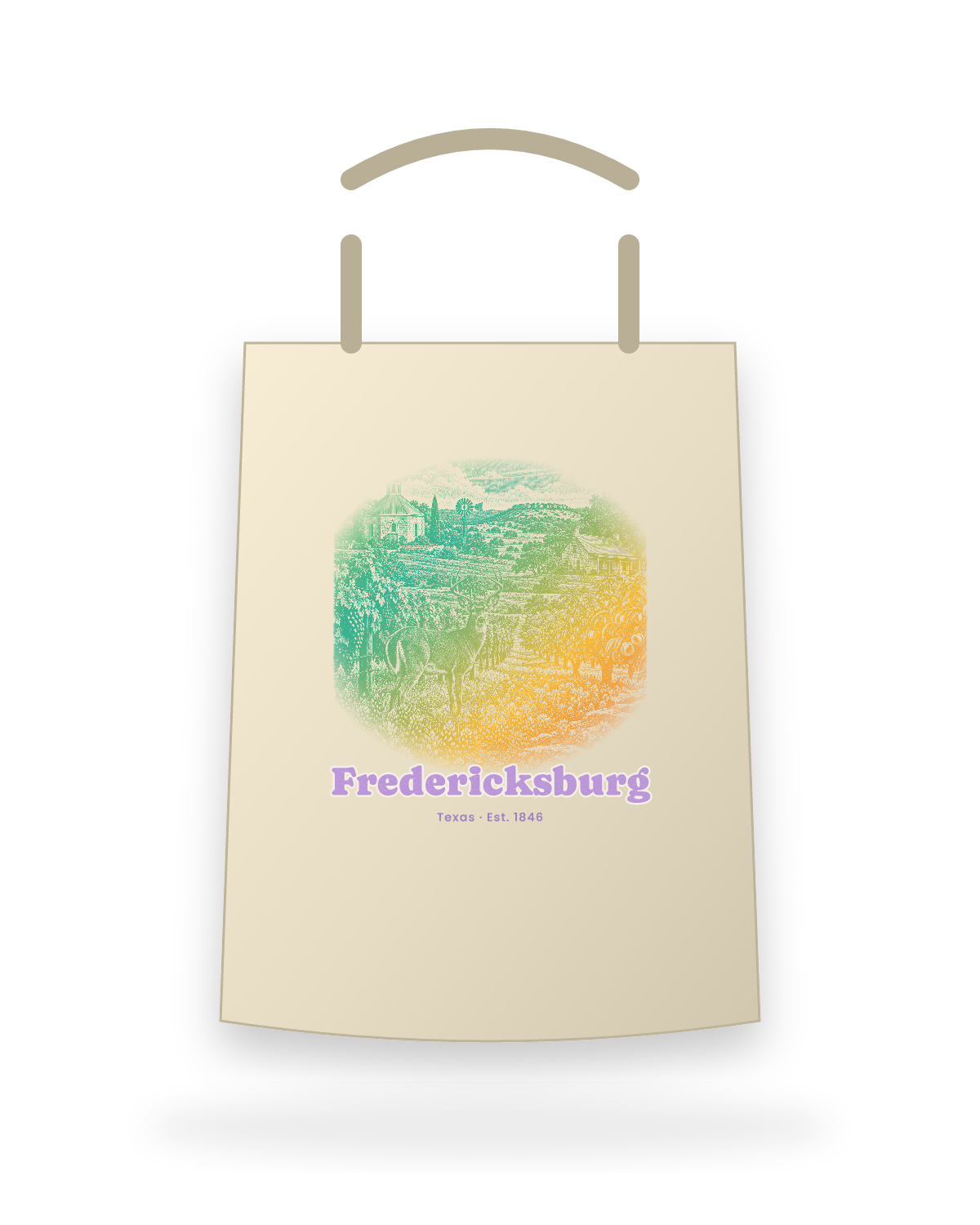Fredericksburg Hill Country Vines Canvas Tote in Beige