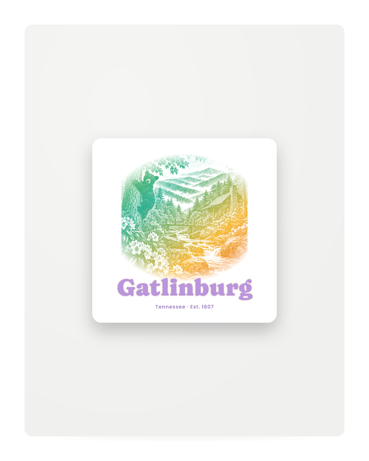 Gatlinburg Cabin Creek Bear Fridge Magnet in White