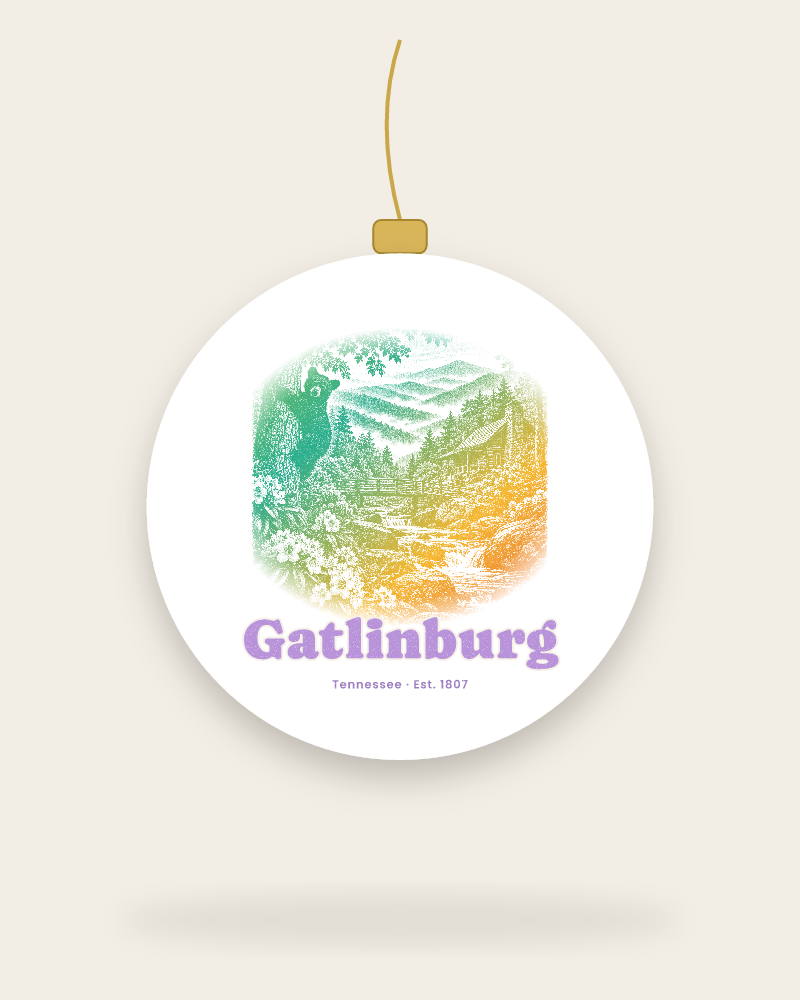 Gatlinburg Cabin Creek Bear Ceramic Ornament