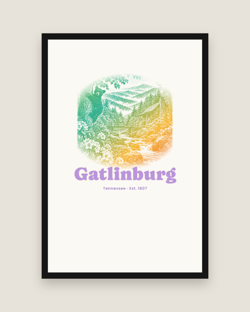 Gatlinburg Cabin Creek Bear Matte Poster