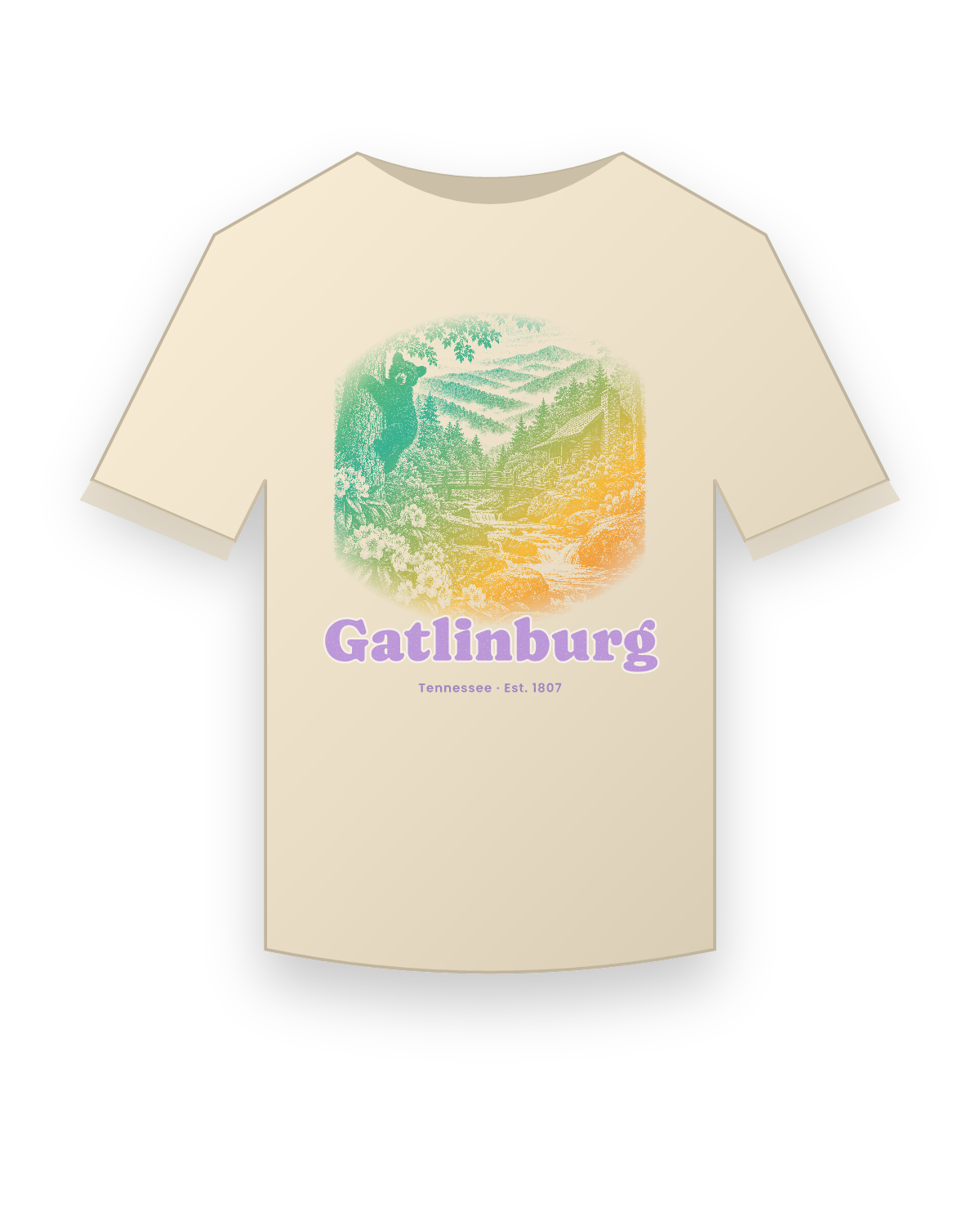 Gatlinburg Cabin Creek Bear Classic Tee in Natural