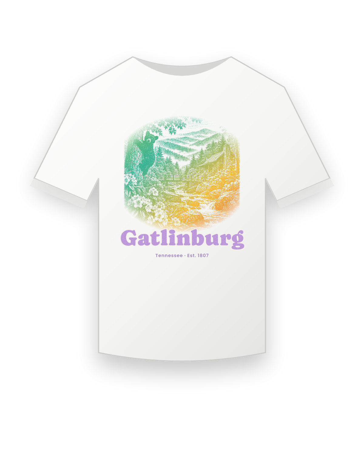 Gatlinburg Cabin Creek Bear Youth Tee in White