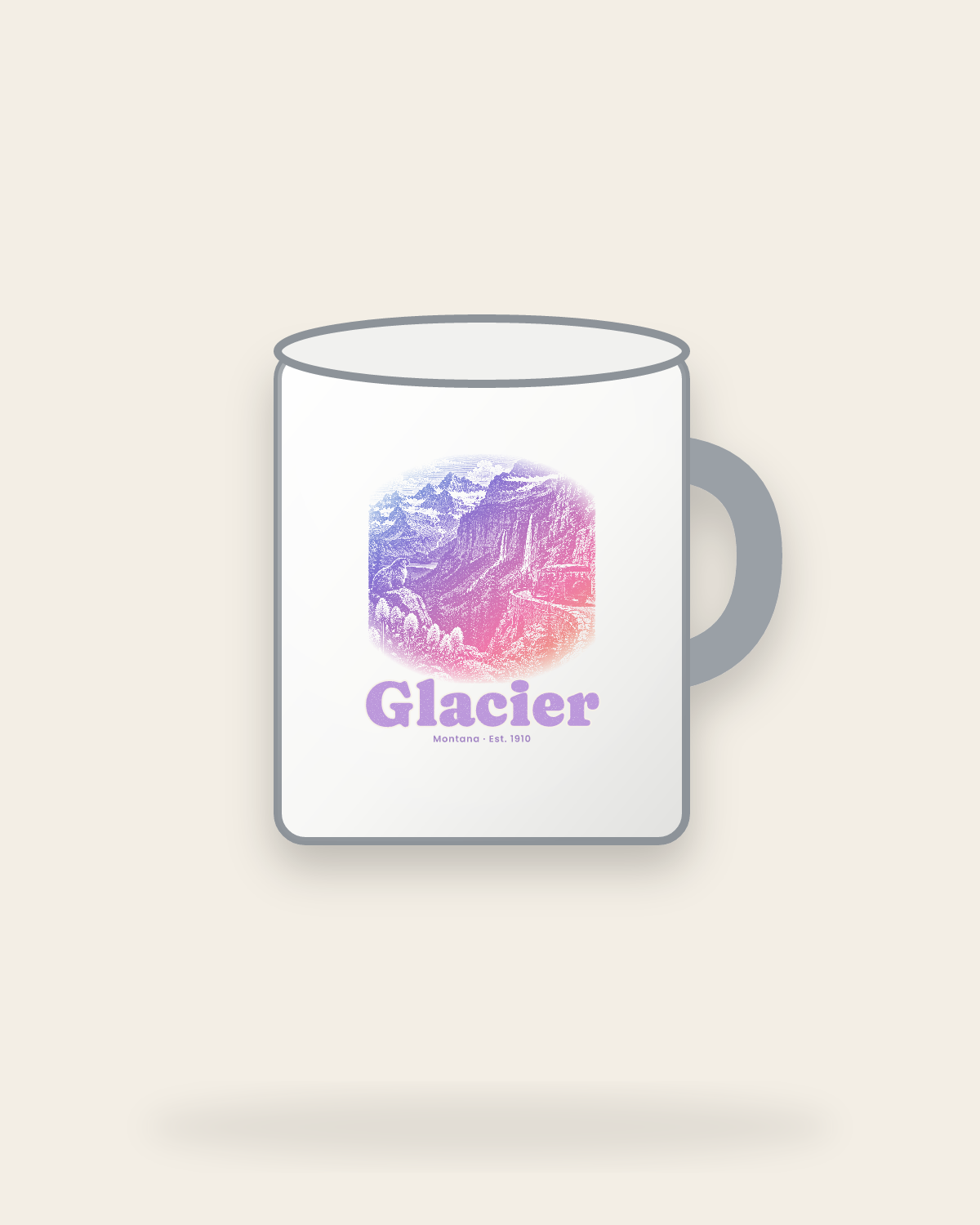 Glacier Going-to-the-Sun Road Enamel Camp Mug in White