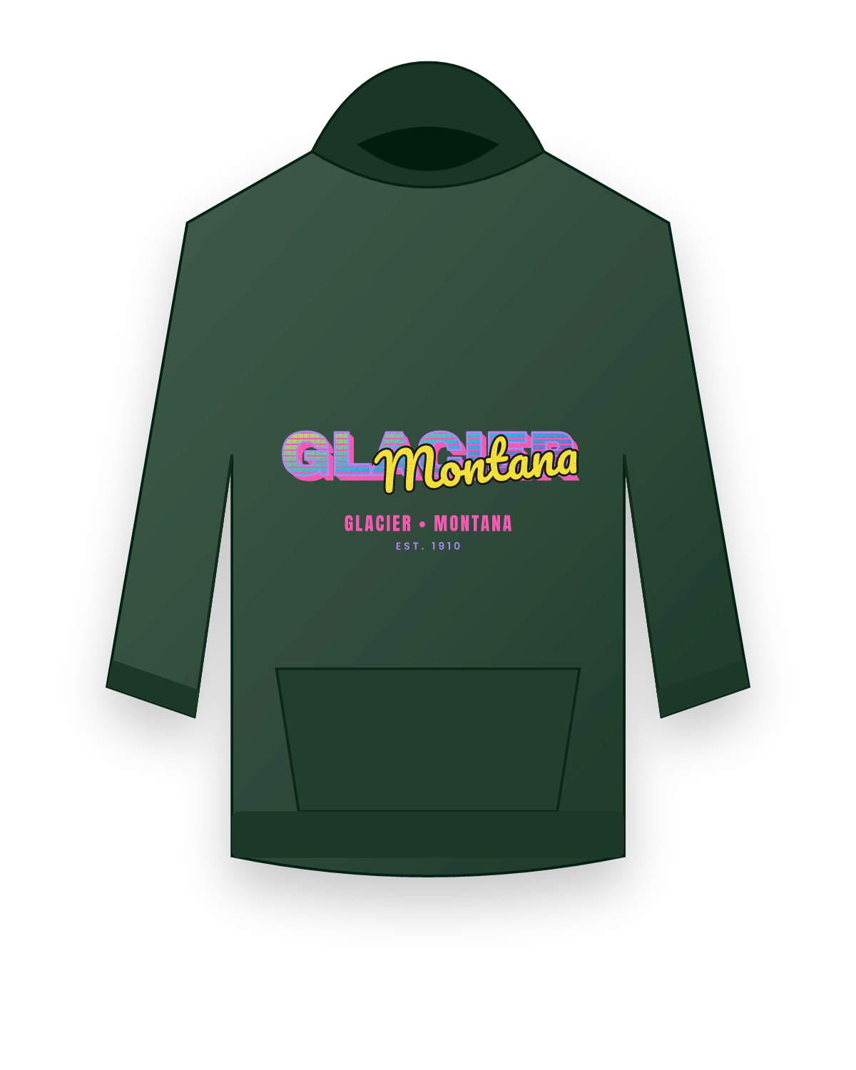 Glacier Music TV Hooded Sweatshirt in Forest Green