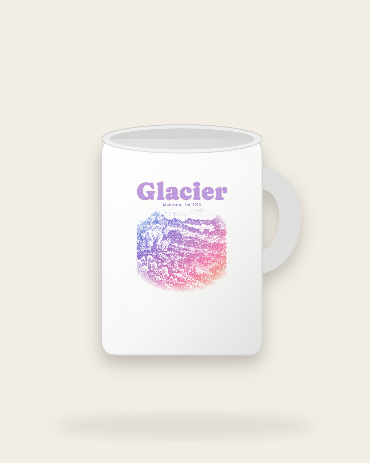 Glacier Logan Pass Goats Ceramic Mug 15oz in White
