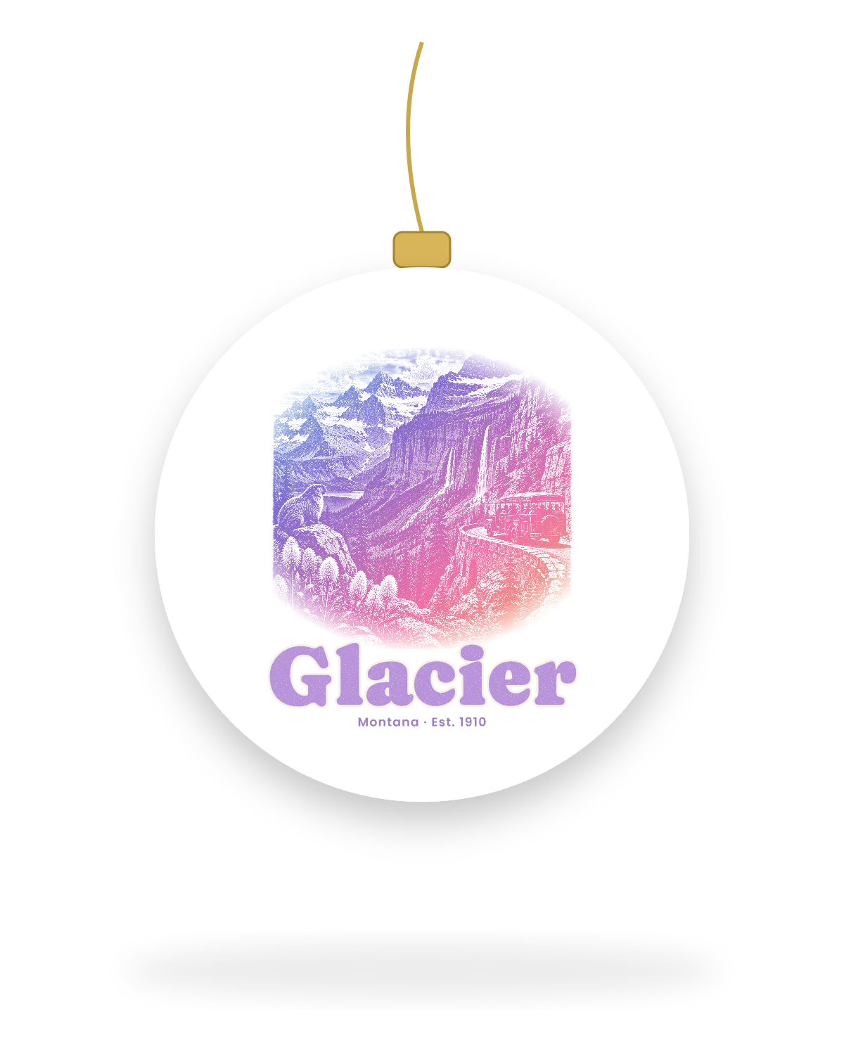 Glacier Going-to-the-Sun Road Ceramic Ornament in White