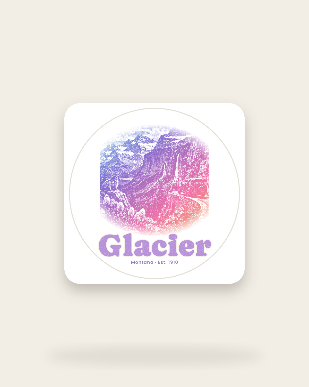 Glacier Going-to-the-Sun Road Kiss-Cut Sticker in White