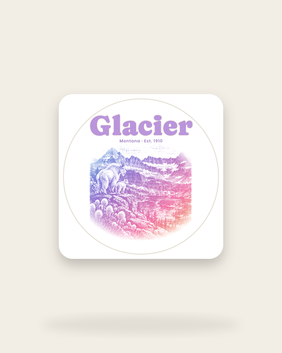 Glacier Logan Pass Goats Kiss-Cut Sticker in White