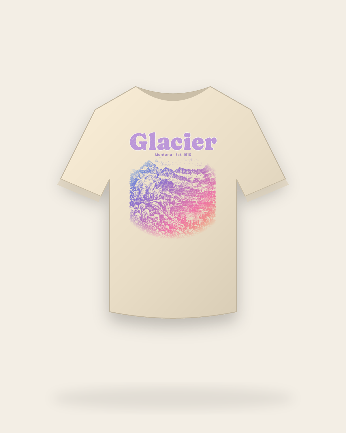 Glacier Logan Pass Goats Classic Tee in Natural