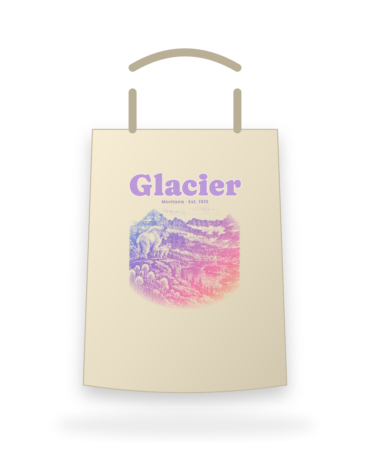 Glacier Logan Pass Goats Canvas Tote in Beige